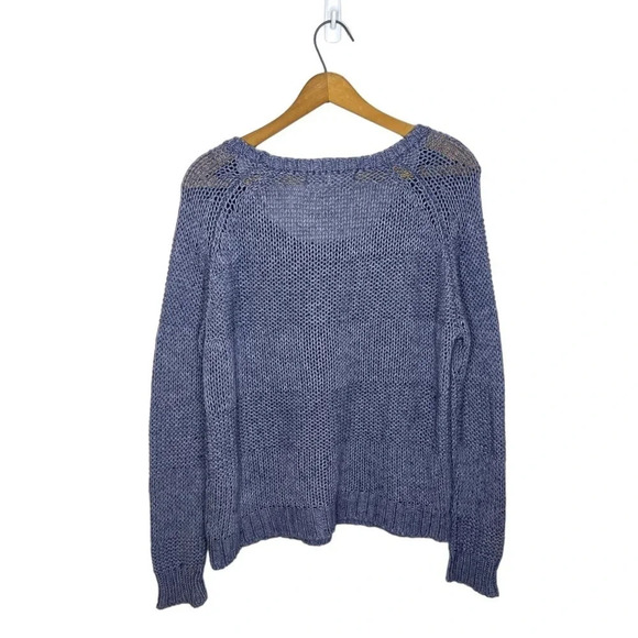 360 Sweater Wool Cotton Yak Blend Open Knit Pullover Block Stripe Cozy Layer - Picture 4 of 8